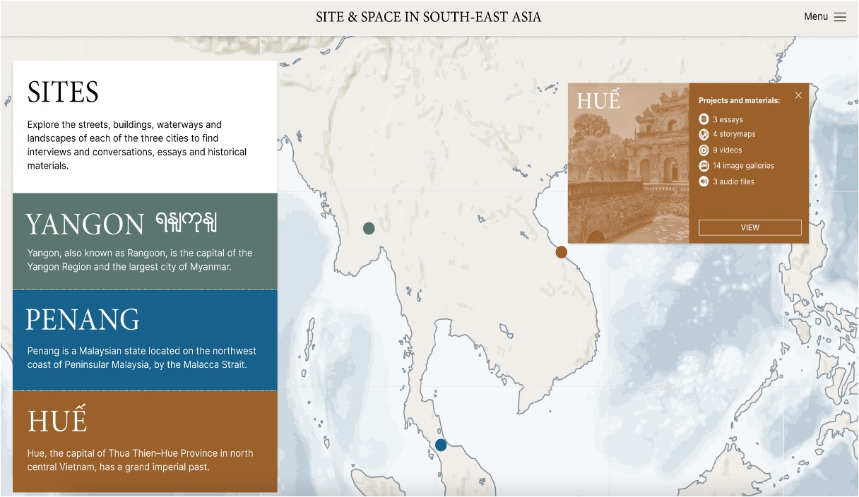 A screenshot of the "Site and Space in Southeast Asia" website.