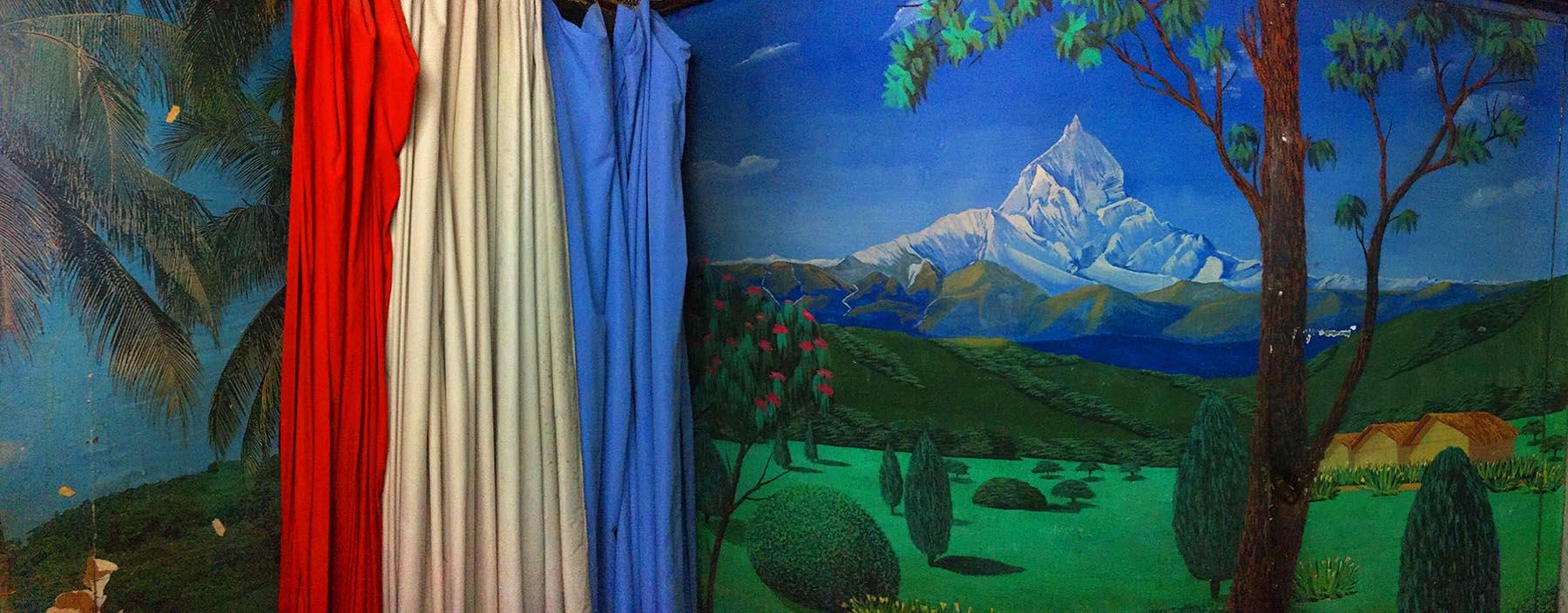 Photograph of a mural featuring a mountain.